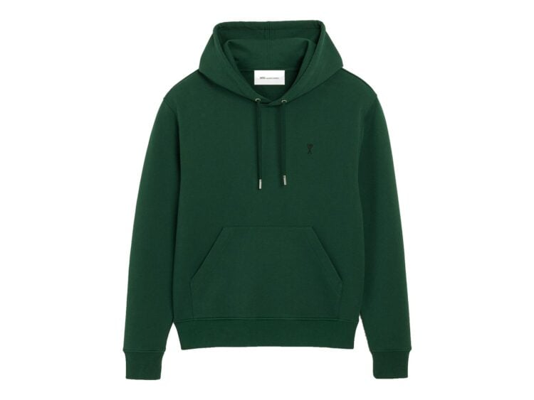 Ami Paris Ami De Coeur Cotton Hoodie Bottle Green/Black