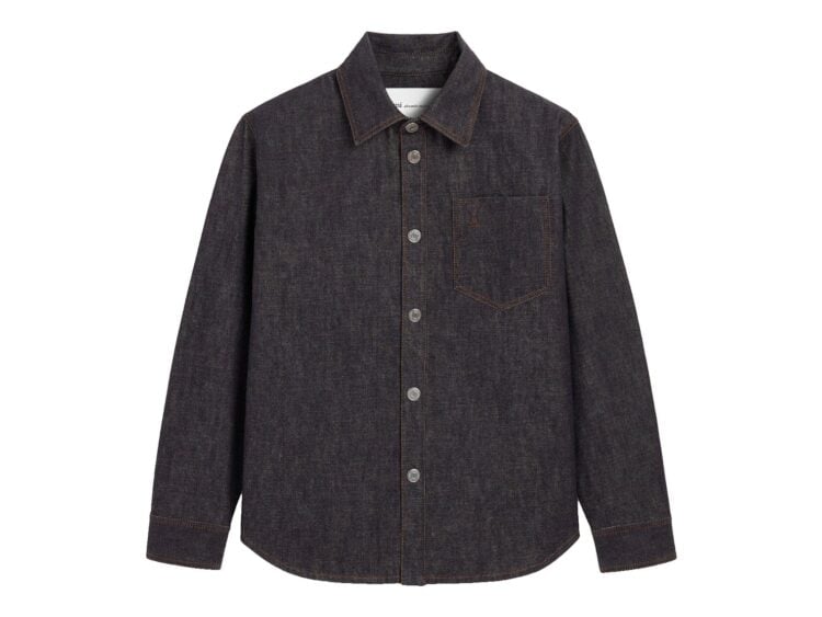 Ami Paris Ami De Coeur Cotton Overshirt Indigo