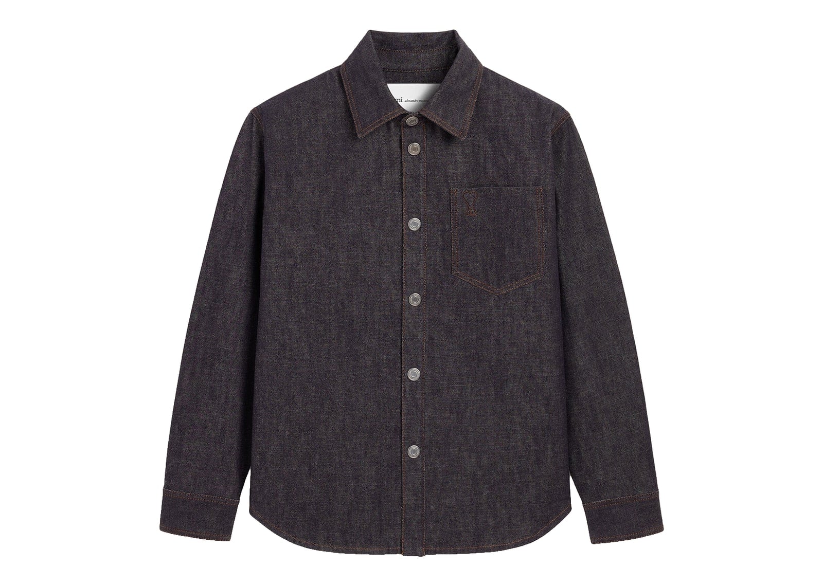 Ami Paris Ami De Coeur Cotton Overshirt Indigo