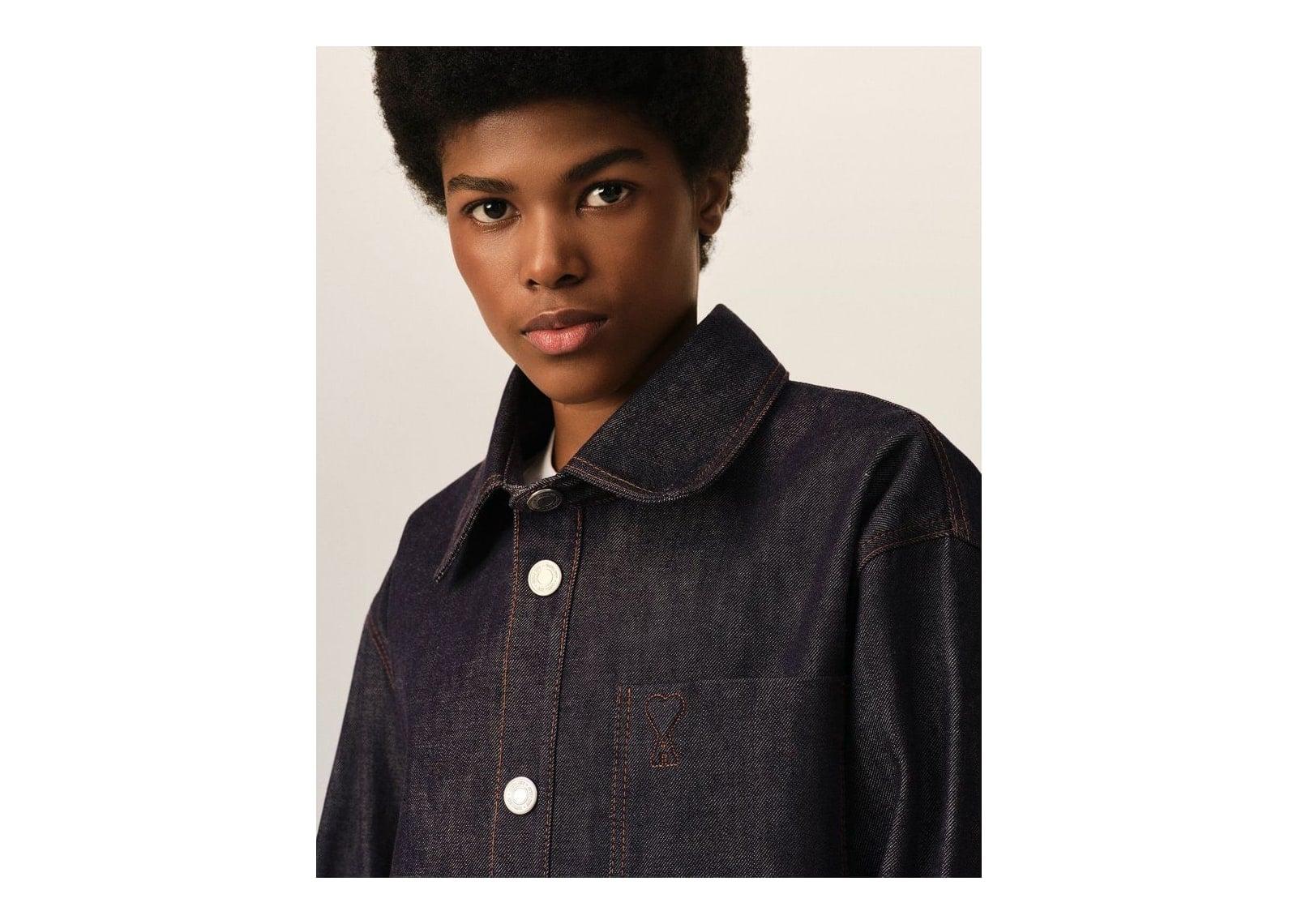 Ami Paris Ami De Coeur Cotton Overshirt Indigo - görsel 10