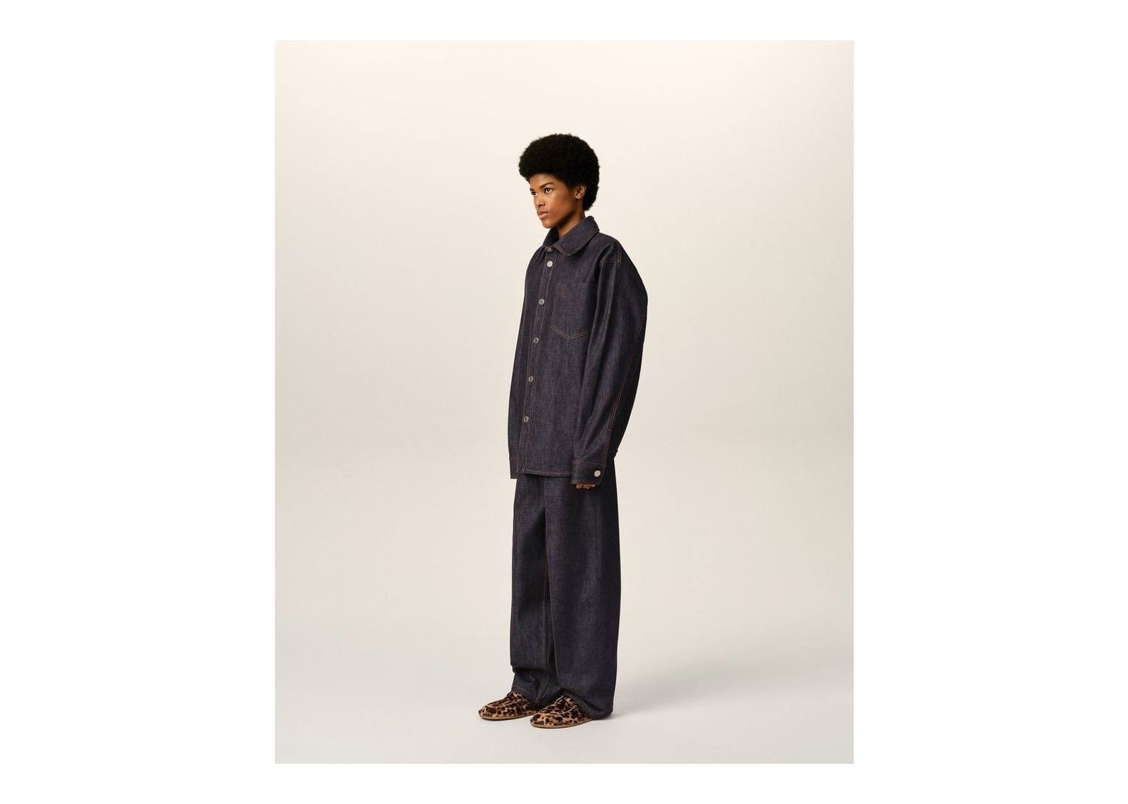 Ami Paris Ami De Coeur Cotton Overshirt Indigo - görsel 12