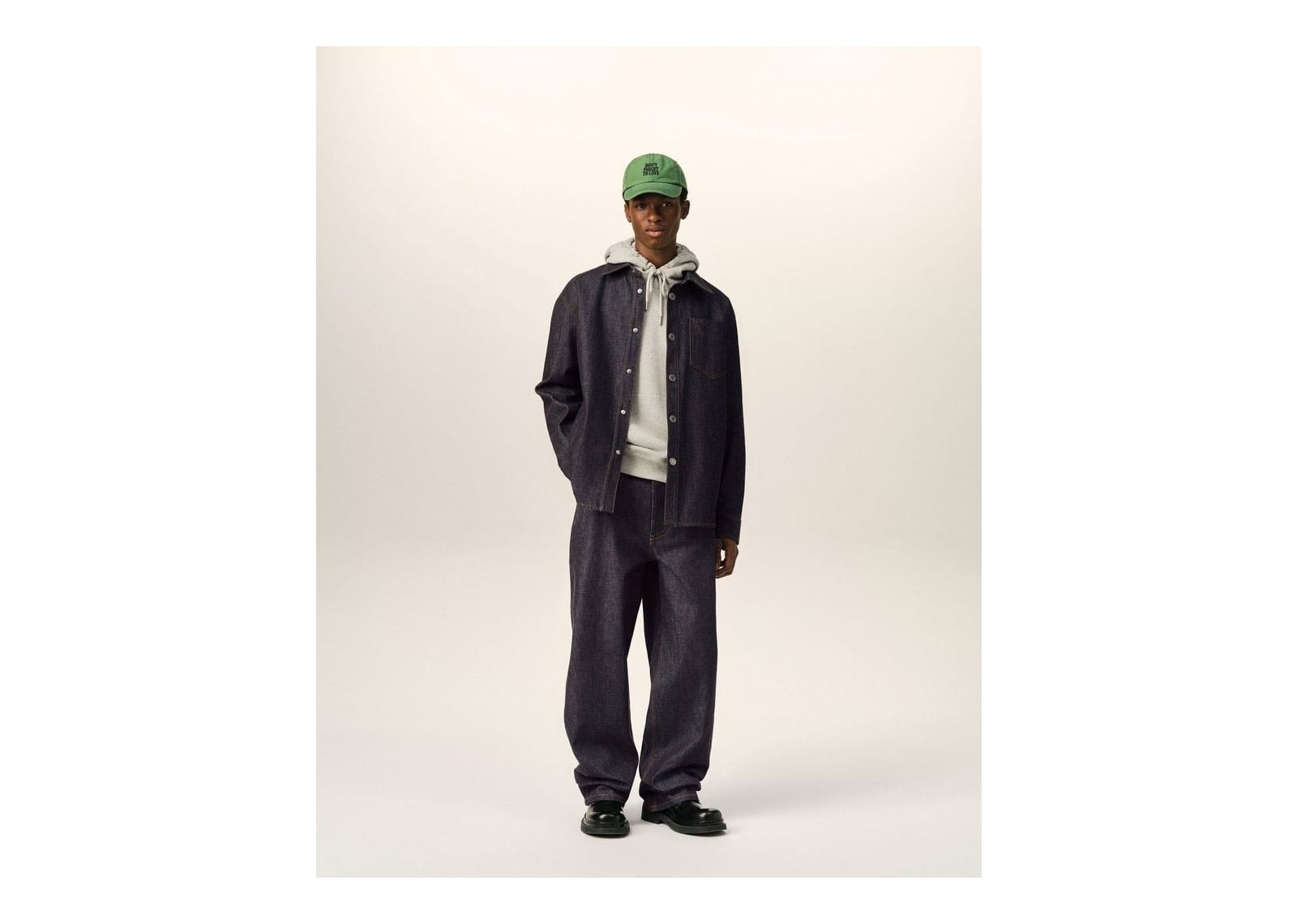 Ami Paris Ami De Coeur Cotton Overshirt Indigo - görsel 2