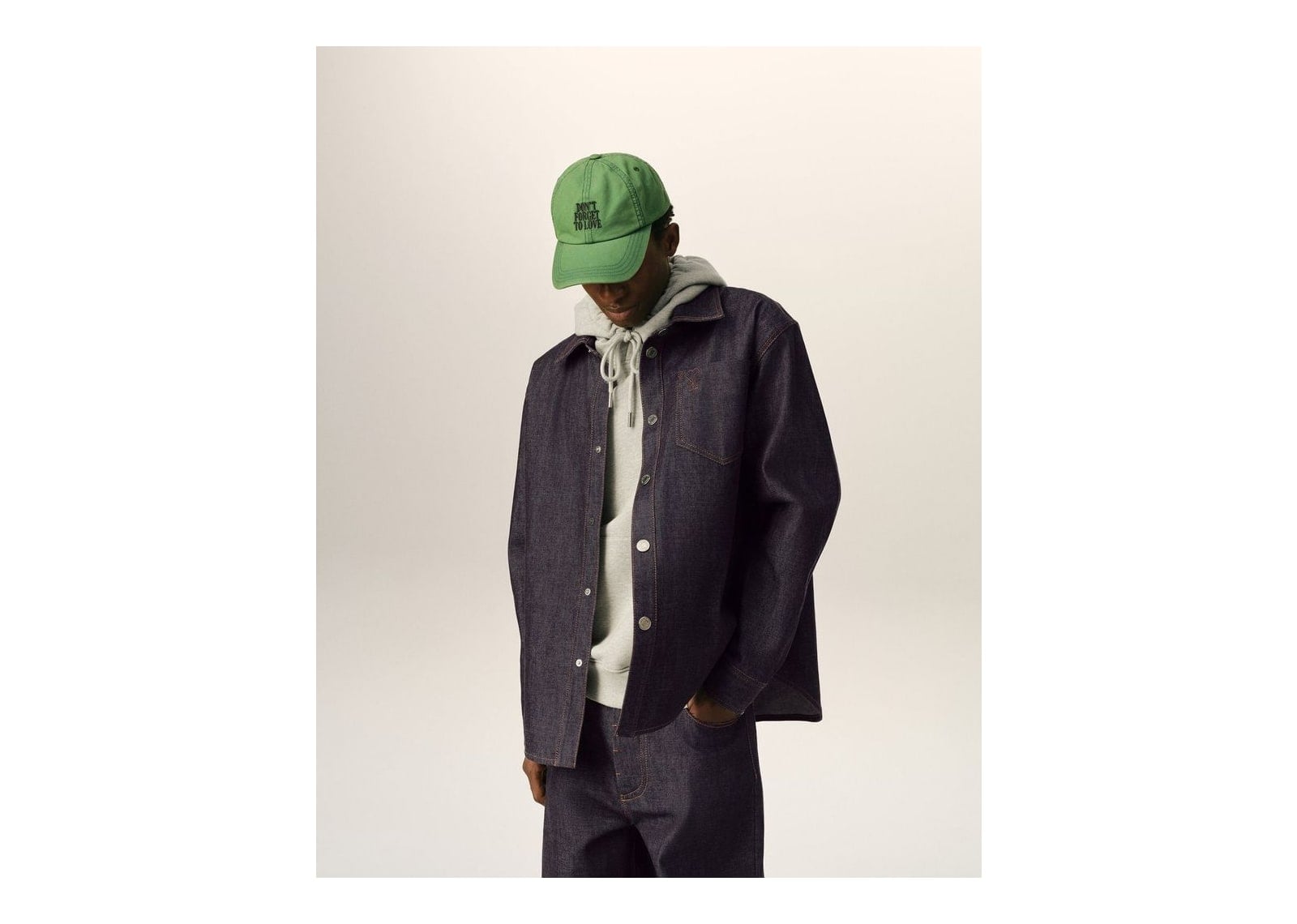 Ami Paris Ami De Coeur Cotton Overshirt Indigo - görsel 3