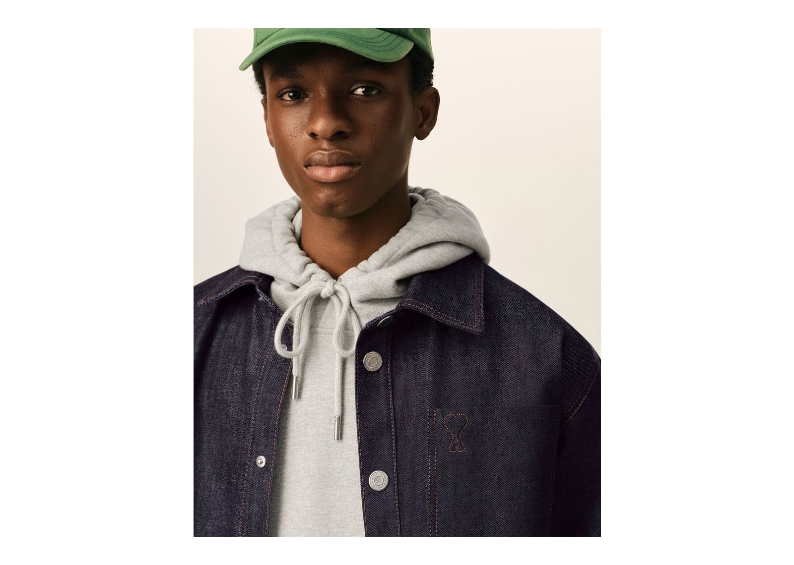 Ami Paris Ami De Coeur Cotton Overshirt Indigo - görsel 4