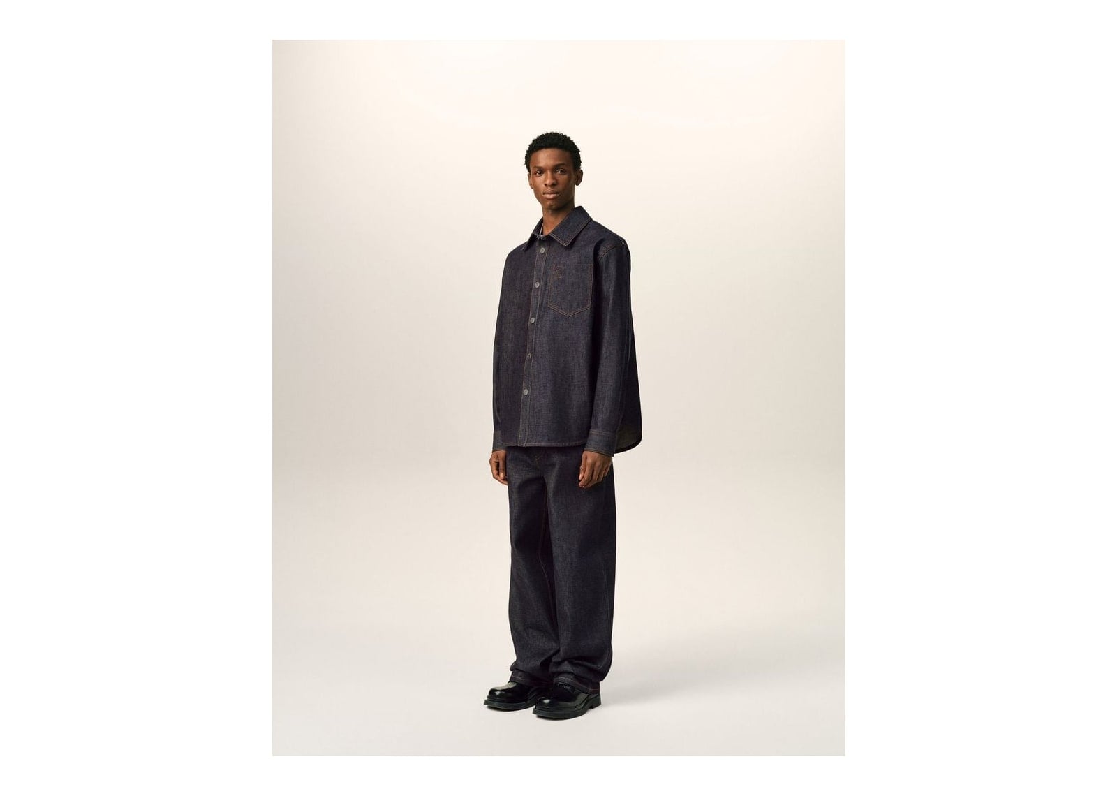 Ami Paris Ami De Coeur Cotton Overshirt Indigo - görsel 6
