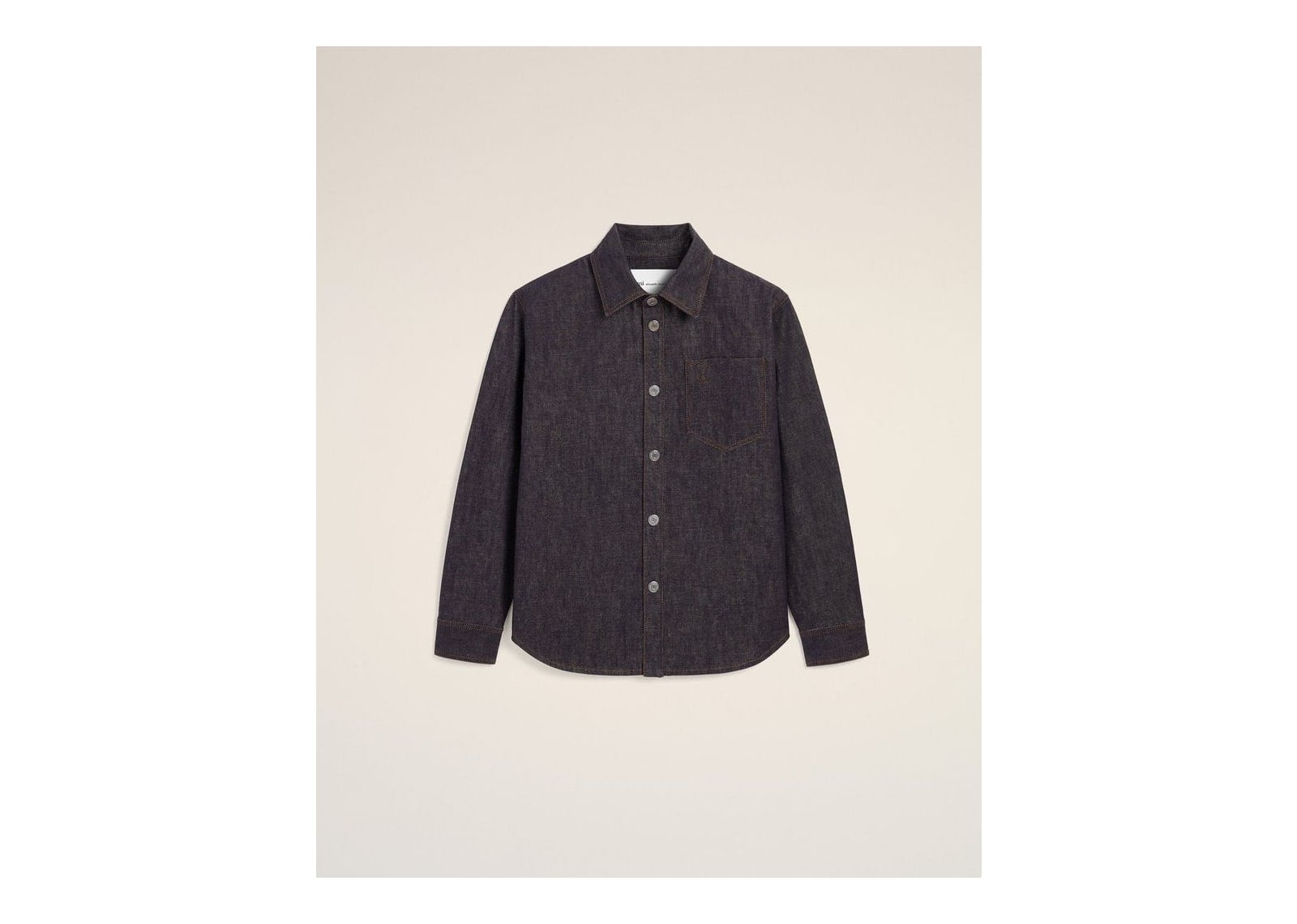 Ami Paris Ami De Coeur Cotton Overshirt Indigo - görsel 7