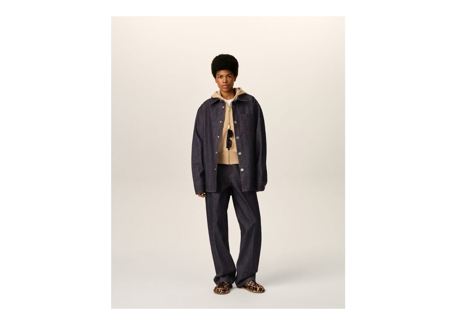Ami Paris Ami De Coeur Cotton Overshirt Indigo - görsel 8