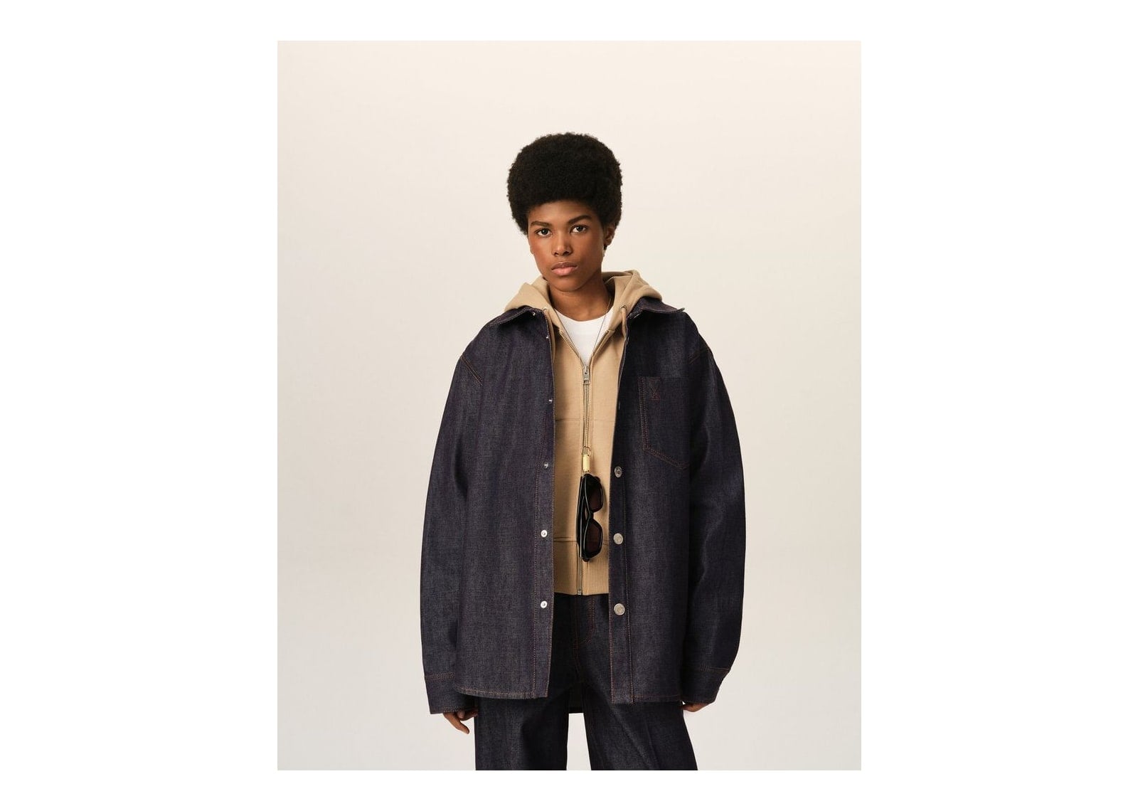 Ami Paris Ami De Coeur Cotton Overshirt Indigo - görsel 9