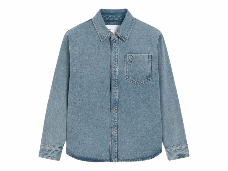 Ami Paris Ami De Coeur Cotton Overshirt Used Blue