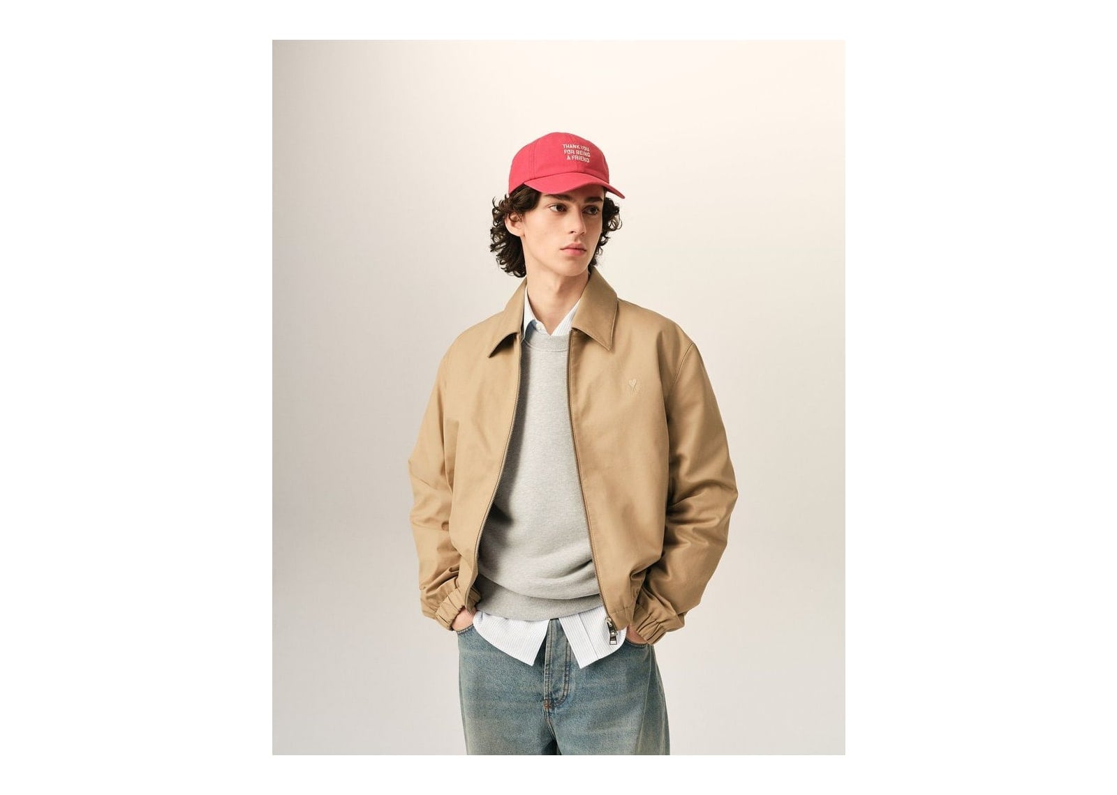 Ami Paris Ami De Coeur Cotton Padded Jacket Mastic Beige - görsel 3