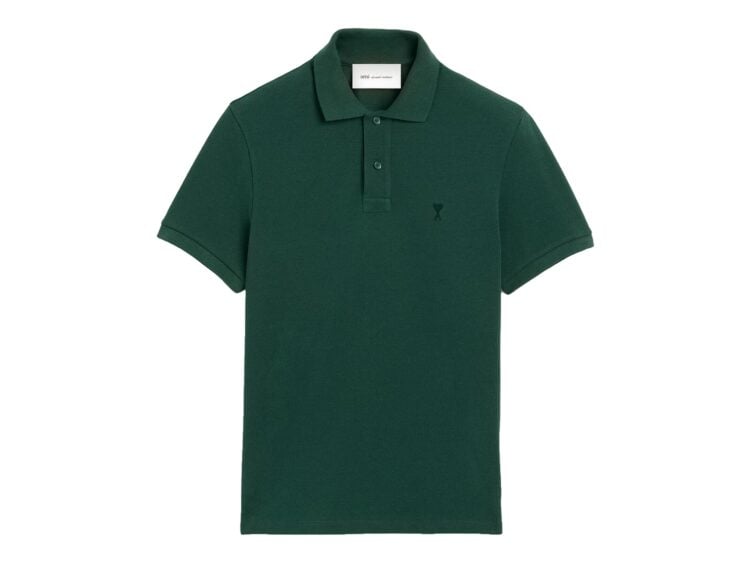 Ami Paris Ami De Coeur Cotton Polo Bottle Green/Black