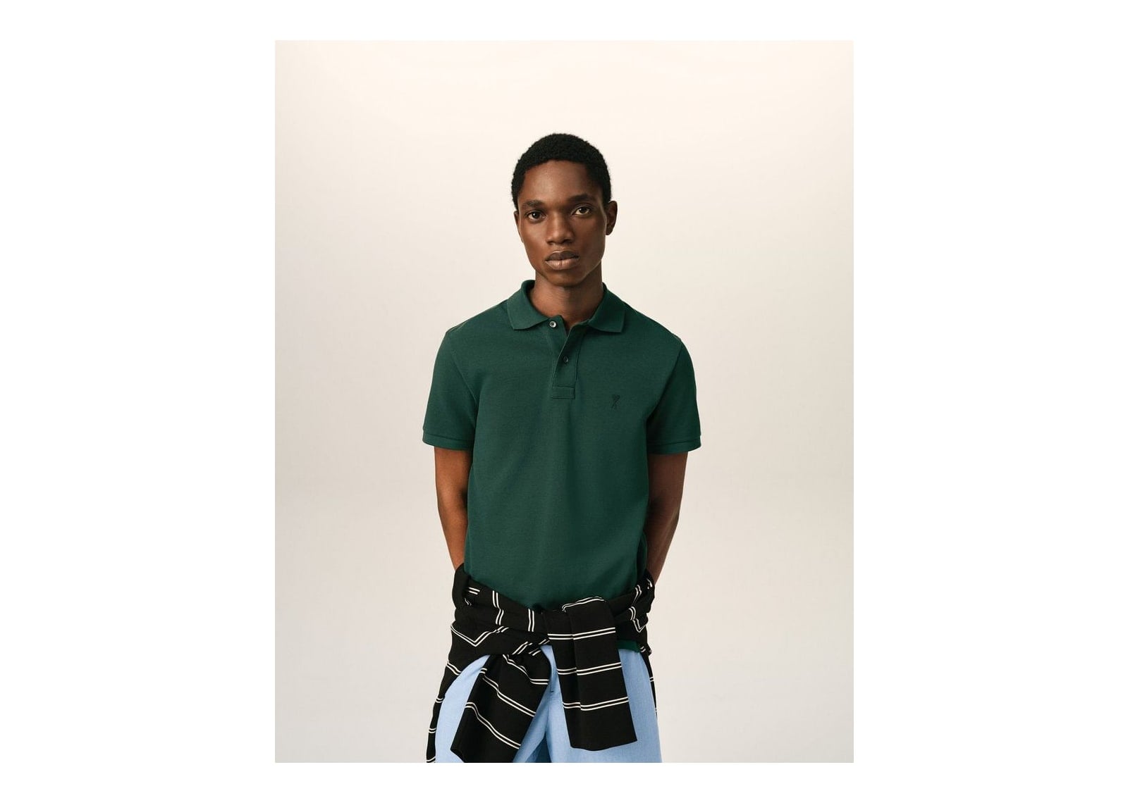 Ami Paris Ami De Coeur Cotton Polo Bottle Green/Black - görsel 2