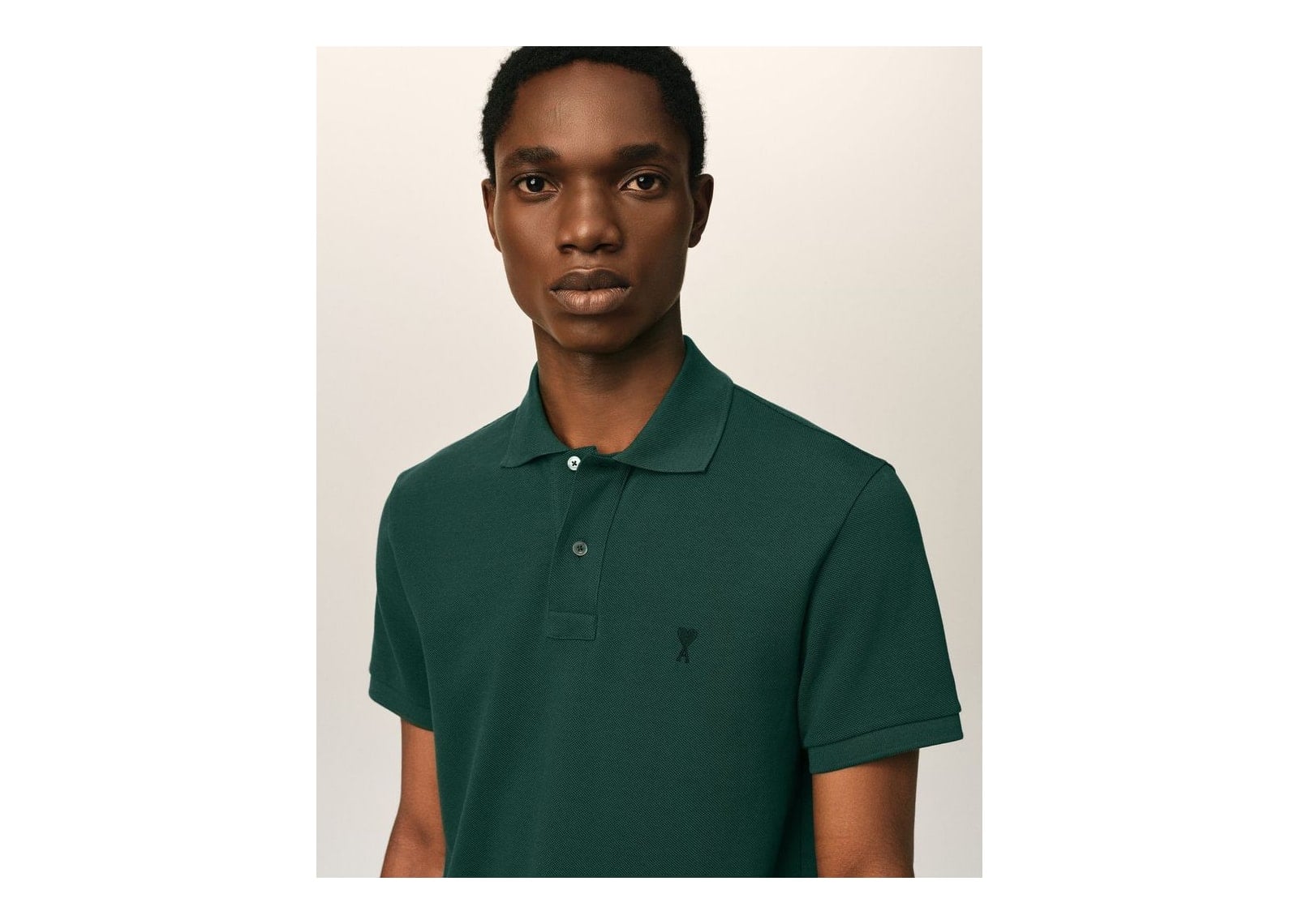 Ami Paris Ami De Coeur Cotton Polo Bottle Green/Black - görsel 4