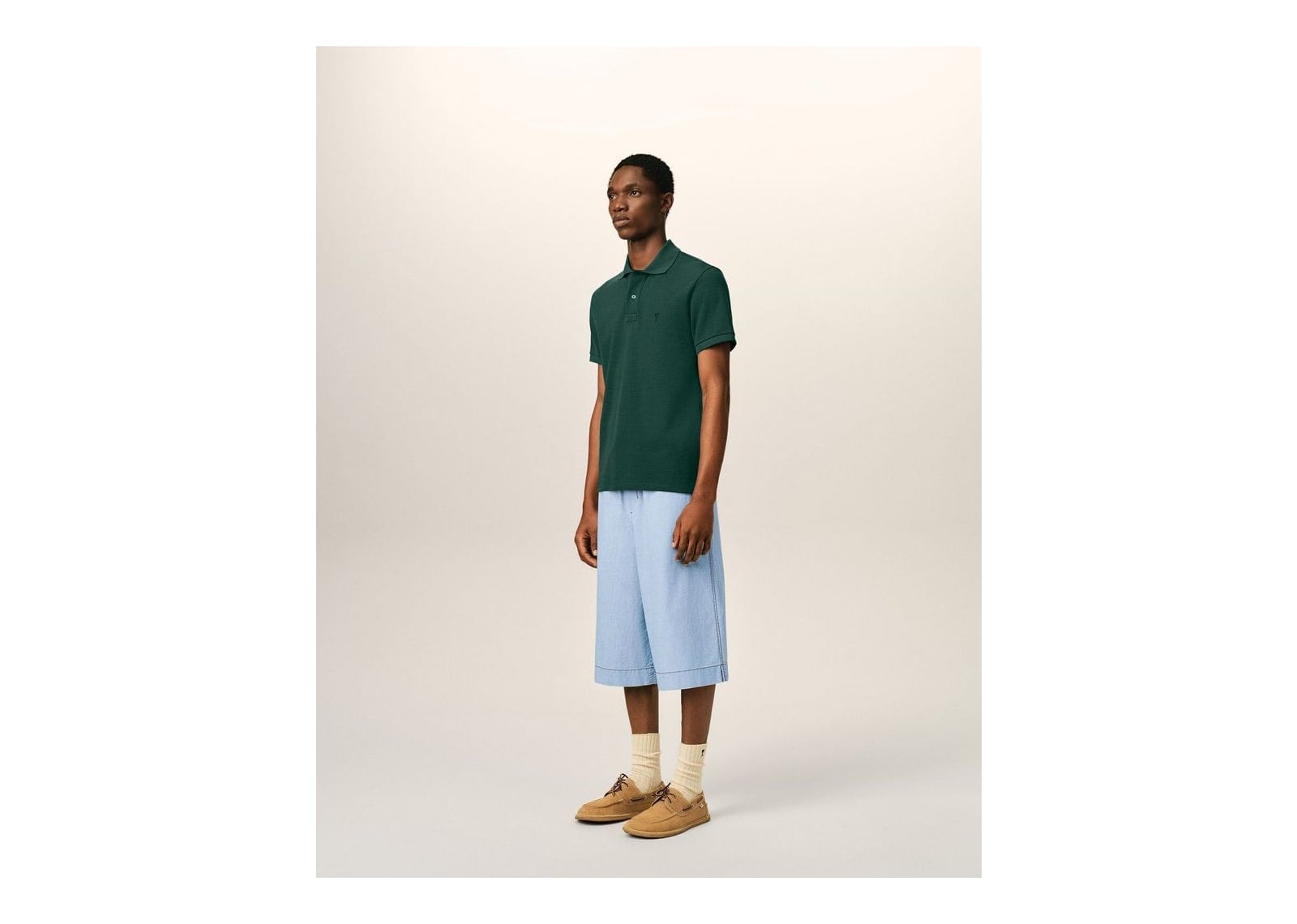 Ami Paris Ami De Coeur Cotton Polo Bottle Green/Black - görsel 6