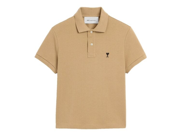 Ami Paris Ami De Coeur Cotton Polo Mastic Beige/Black (W)