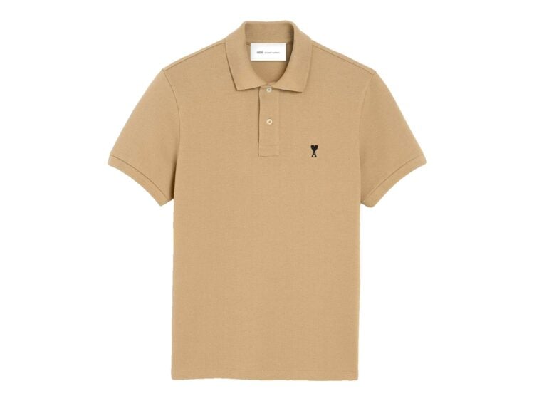 Ami Paris Ami De Coeur Cotton Polo Mastic Beige/Black