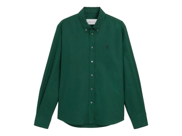 Ami Paris Ami De Coeur Cotton Shirt Bottle Green