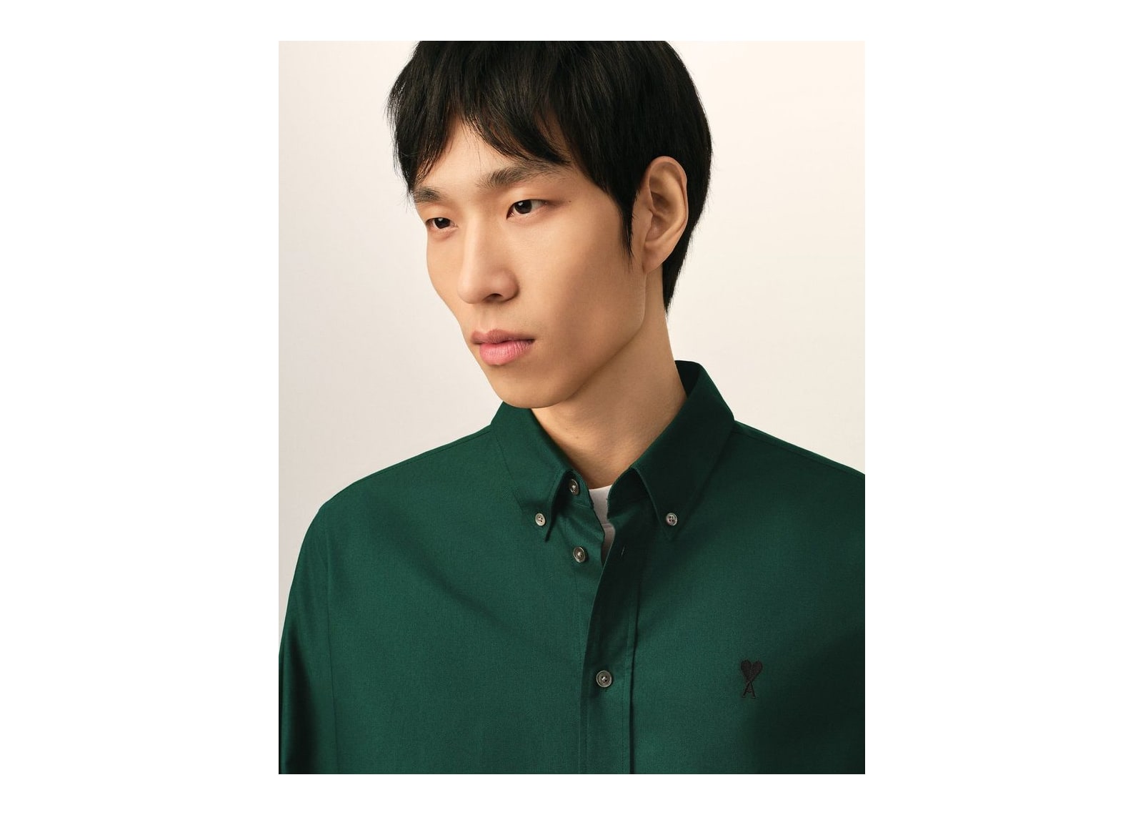 Ami Paris Ami De Coeur Cotton Shirt Bottle Green - görsel 4