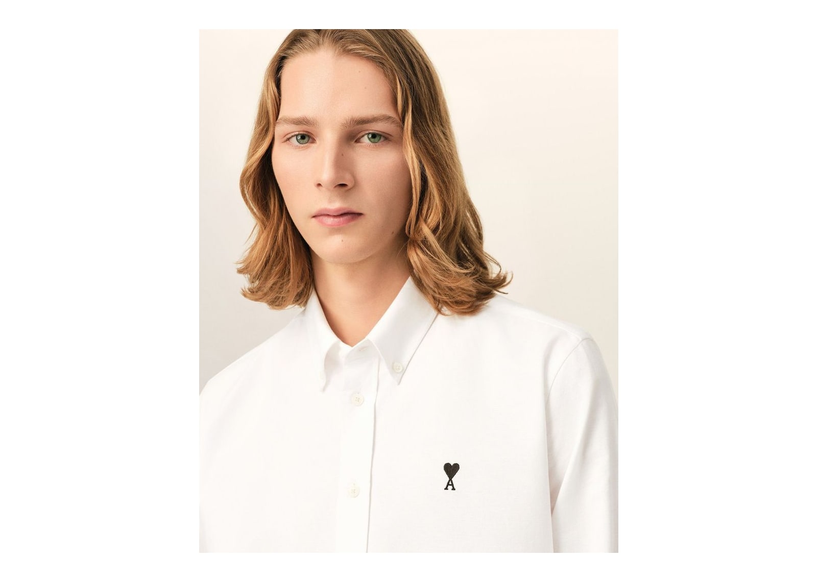 Ami Paris Ami De Coeur Cotton Shirt Natural White - görsel 4