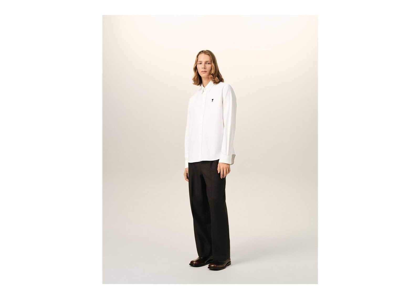 Ami Paris Ami De Coeur Cotton Shirt Natural White - görsel 6