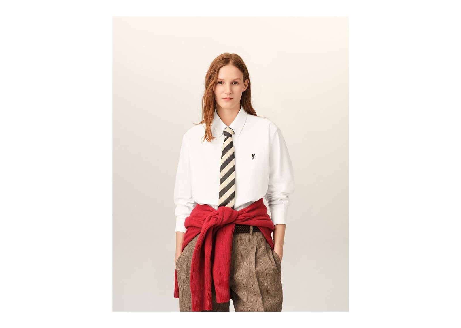 Ami Paris Ami De Coeur Cotton Shirt Natural White - görsel 8