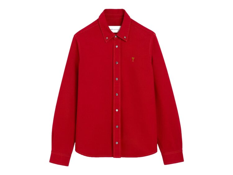 Ami Paris Ami De Coeur Cotton Shirt Ruby Red