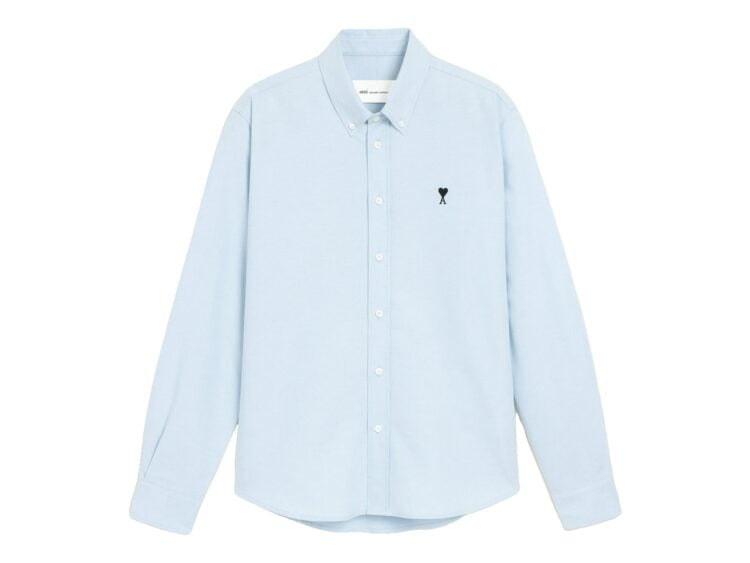 Ami Paris Ami De Coeur Cotton Shirt Sky Blue