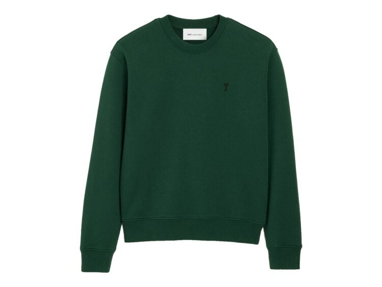 Ami Paris Ami De Coeur Cotton Sweatshirt Bottle Green/Black
