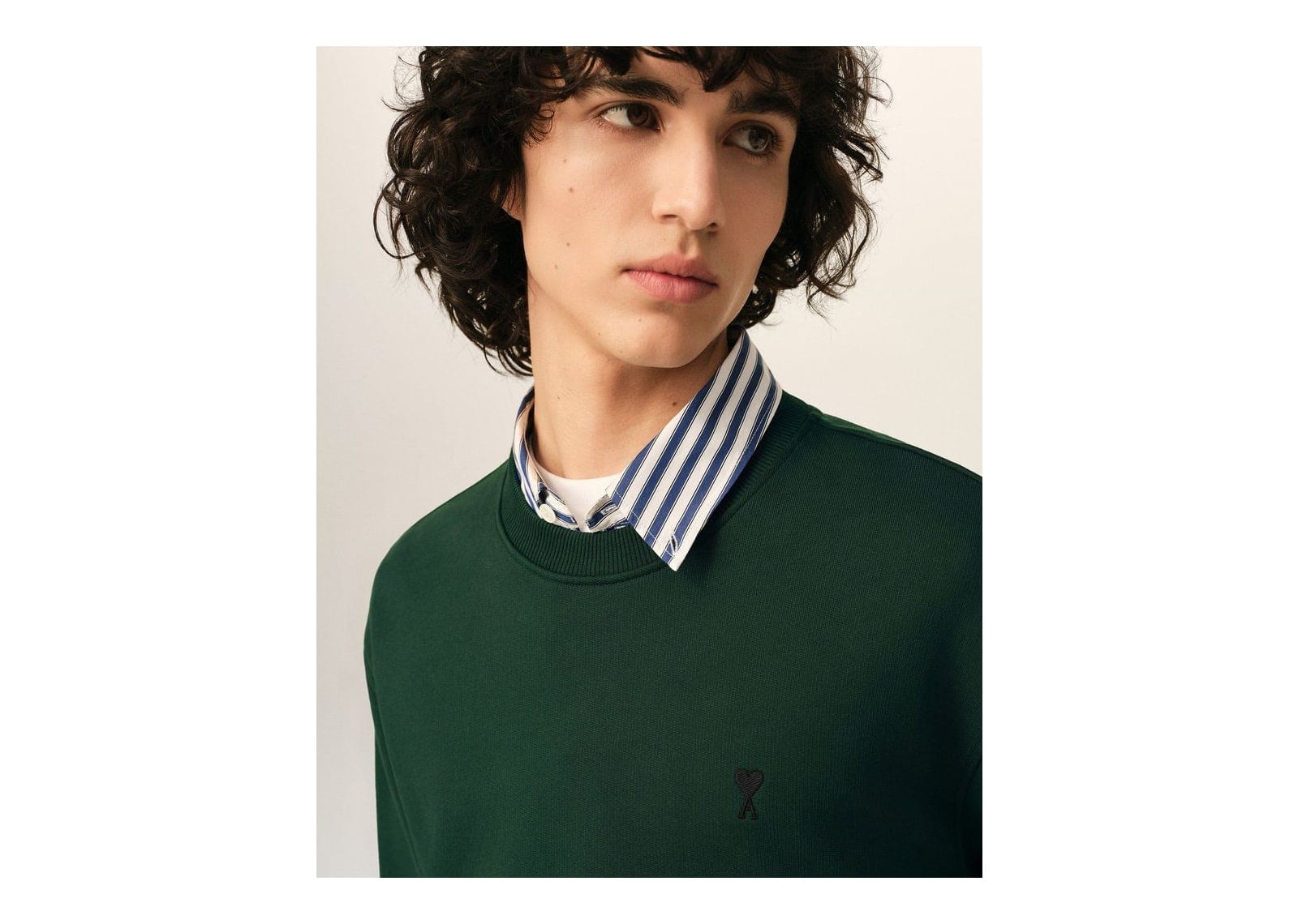 Ami Paris Ami De Coeur Cotton Sweatshirt Bottle Green/Black - görsel 4