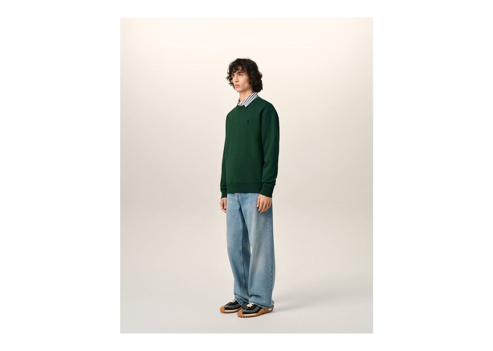 Ami Paris Ami De Coeur Cotton Sweatshirt Bottle Green/Black - görsel 6