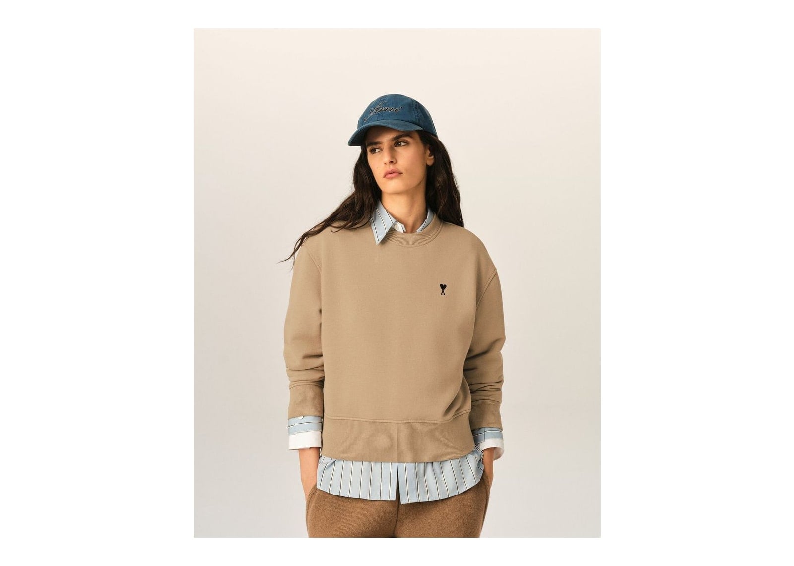 Ami Paris Ami De Coeur Cotton Sweatshirt Mastic Beige/Black (W) - görsel 2
