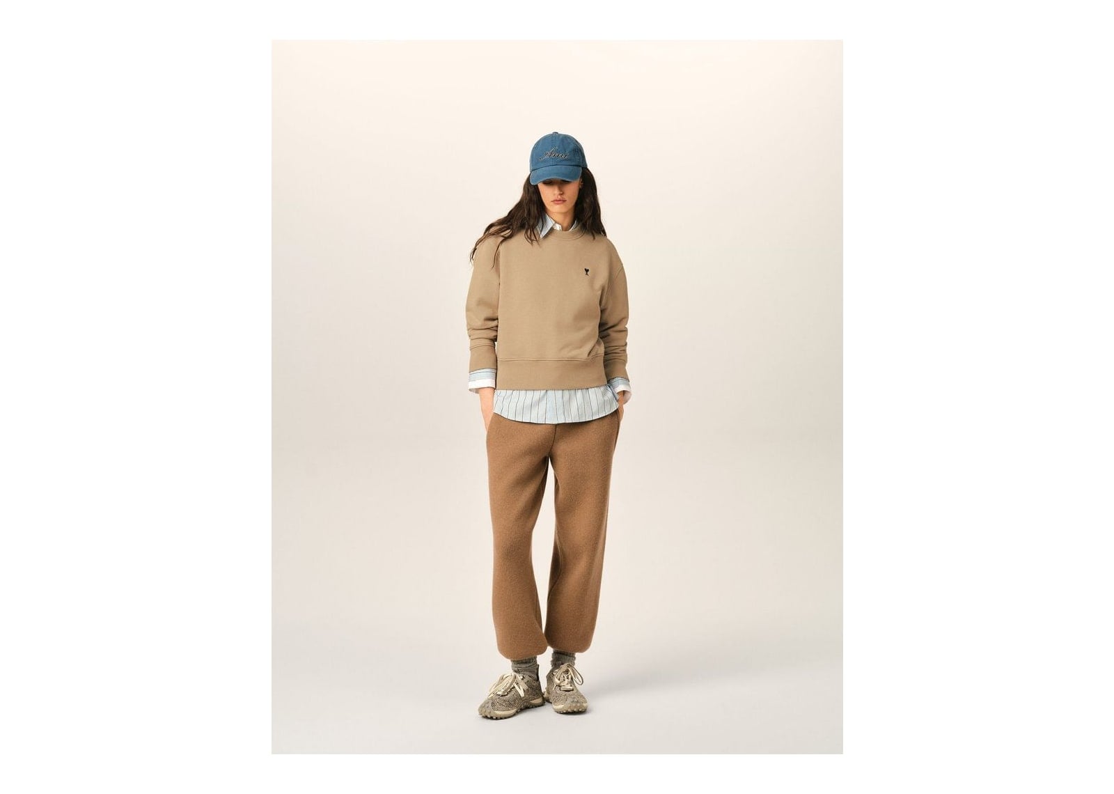 Ami Paris Ami De Coeur Cotton Sweatshirt Mastic Beige/Black (W) - görsel 3