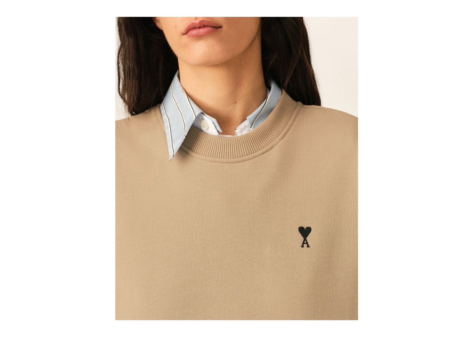 Ami Paris Ami De Coeur Cotton Sweatshirt Mastic Beige/Black (W) - görsel 4