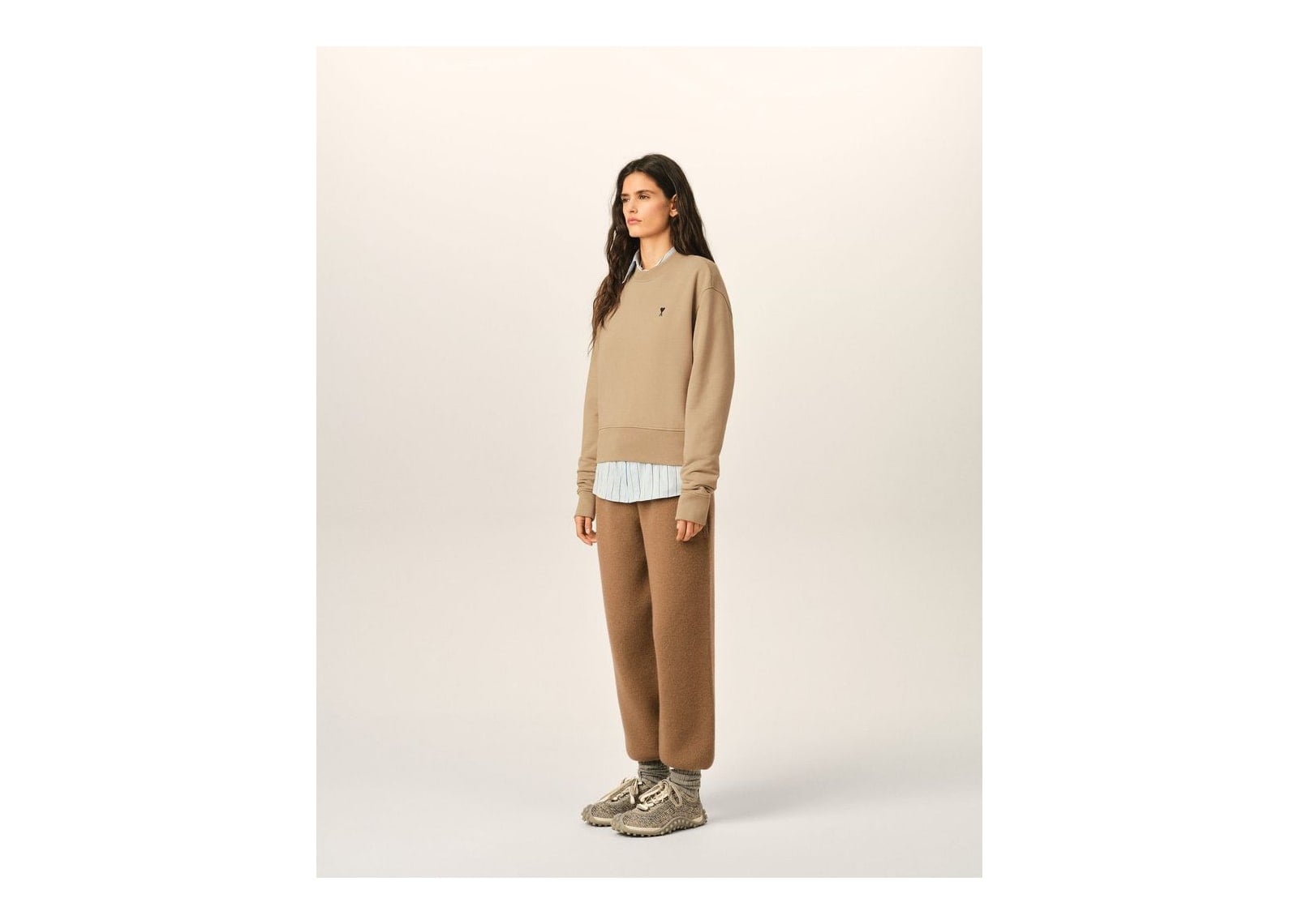 Ami Paris Ami De Coeur Cotton Sweatshirt Mastic Beige/Black (W) - görsel 6