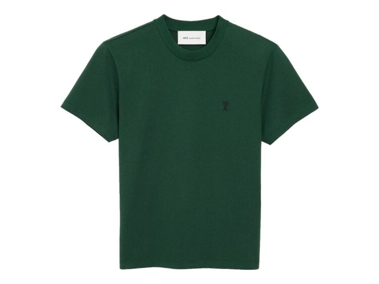 Ami Paris Ami De Coeur Cotton T-Shirt Bottle Green/Black
