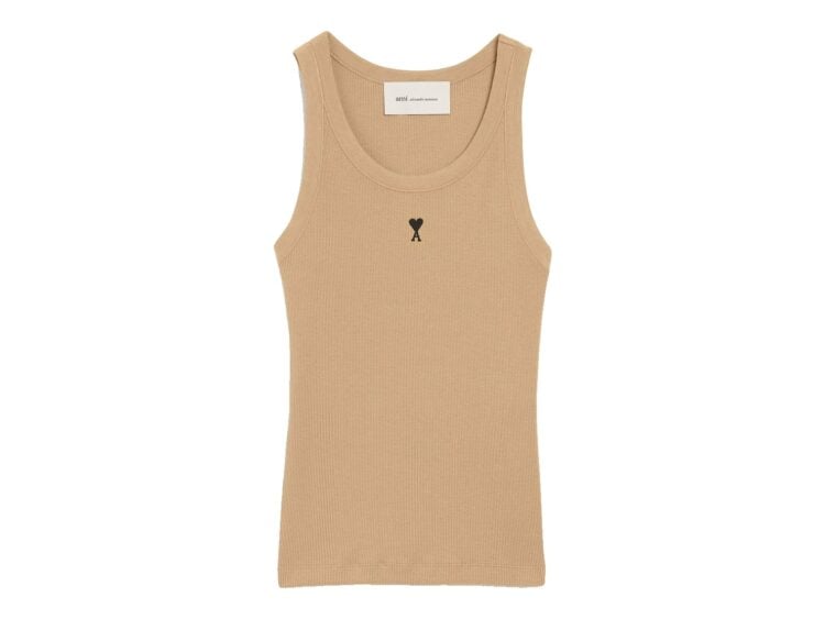 Ami Paris Ami De Coeur Cotton Tank Top Mastic Beige/Black (W)