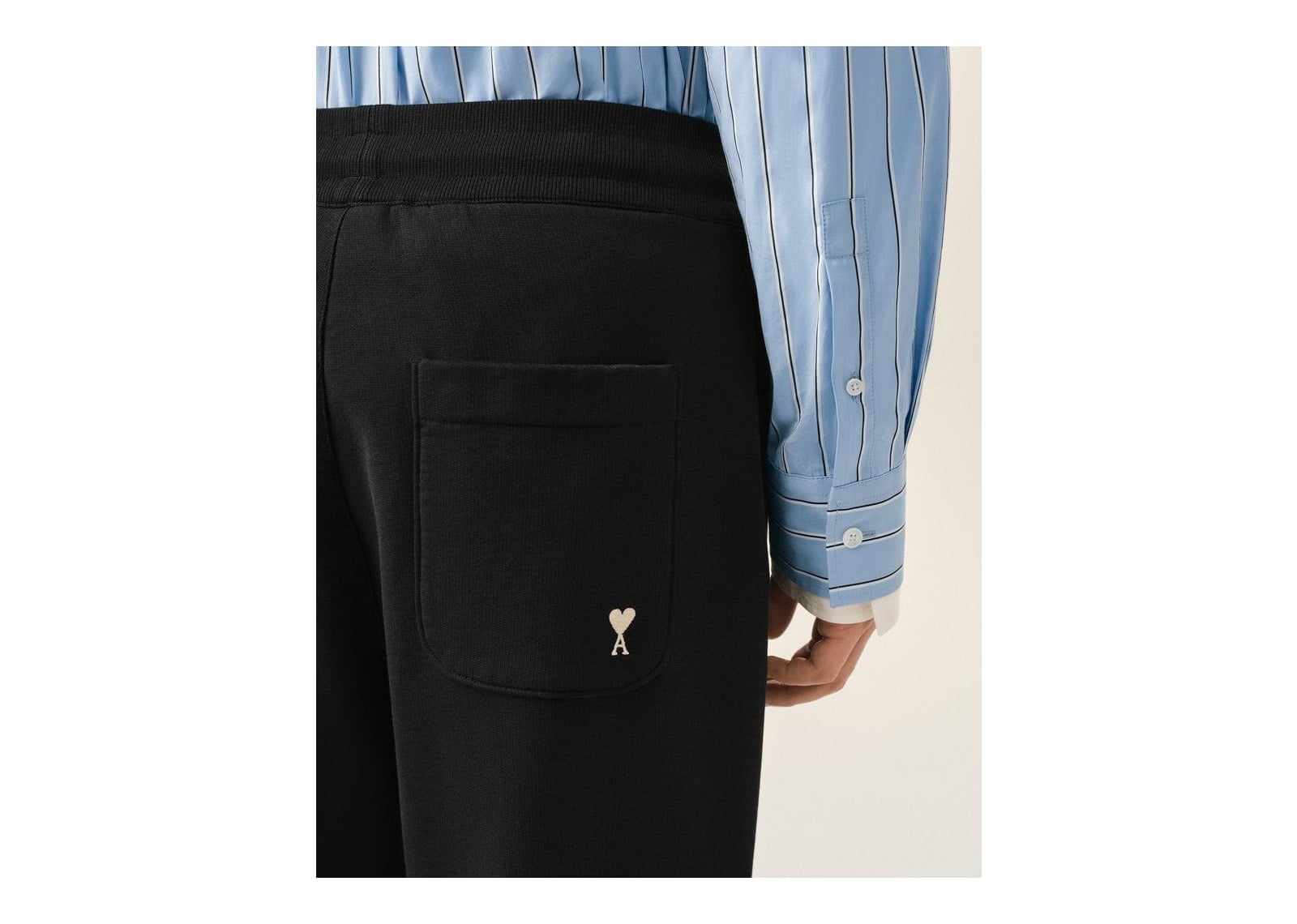 Ami Paris Ami De Coeur Cotton Track Pants Black/White Cream - görsel 5