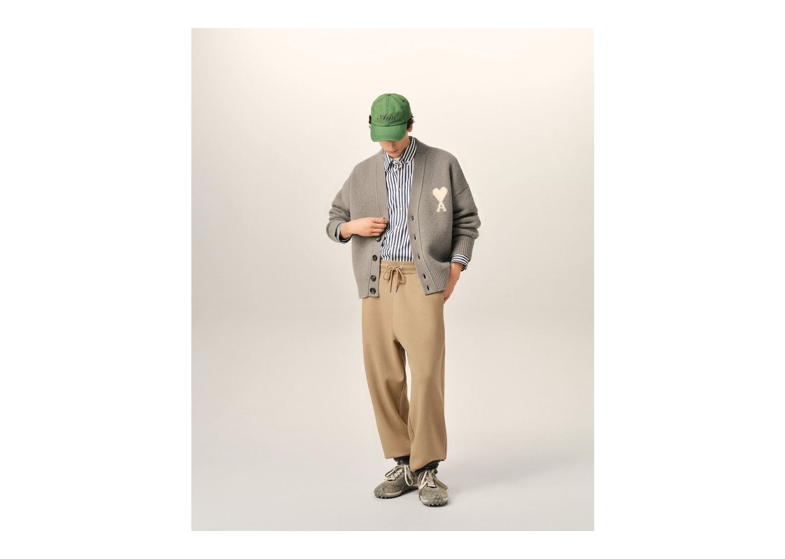 Ami Paris Ami De Coeur Cotton Track Pants Mastic Beige/Black - görsel 2