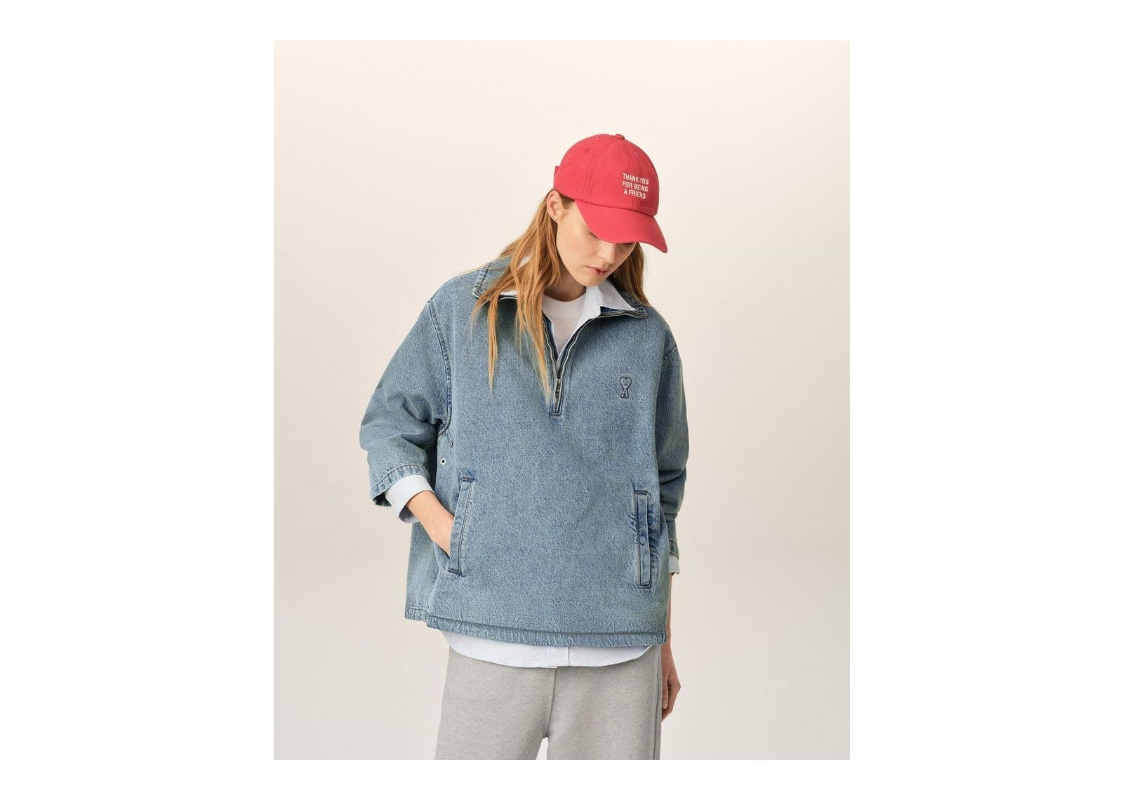Ami Paris Ami De Coeur Cotton Vareuse Used Blue - görsel 9
