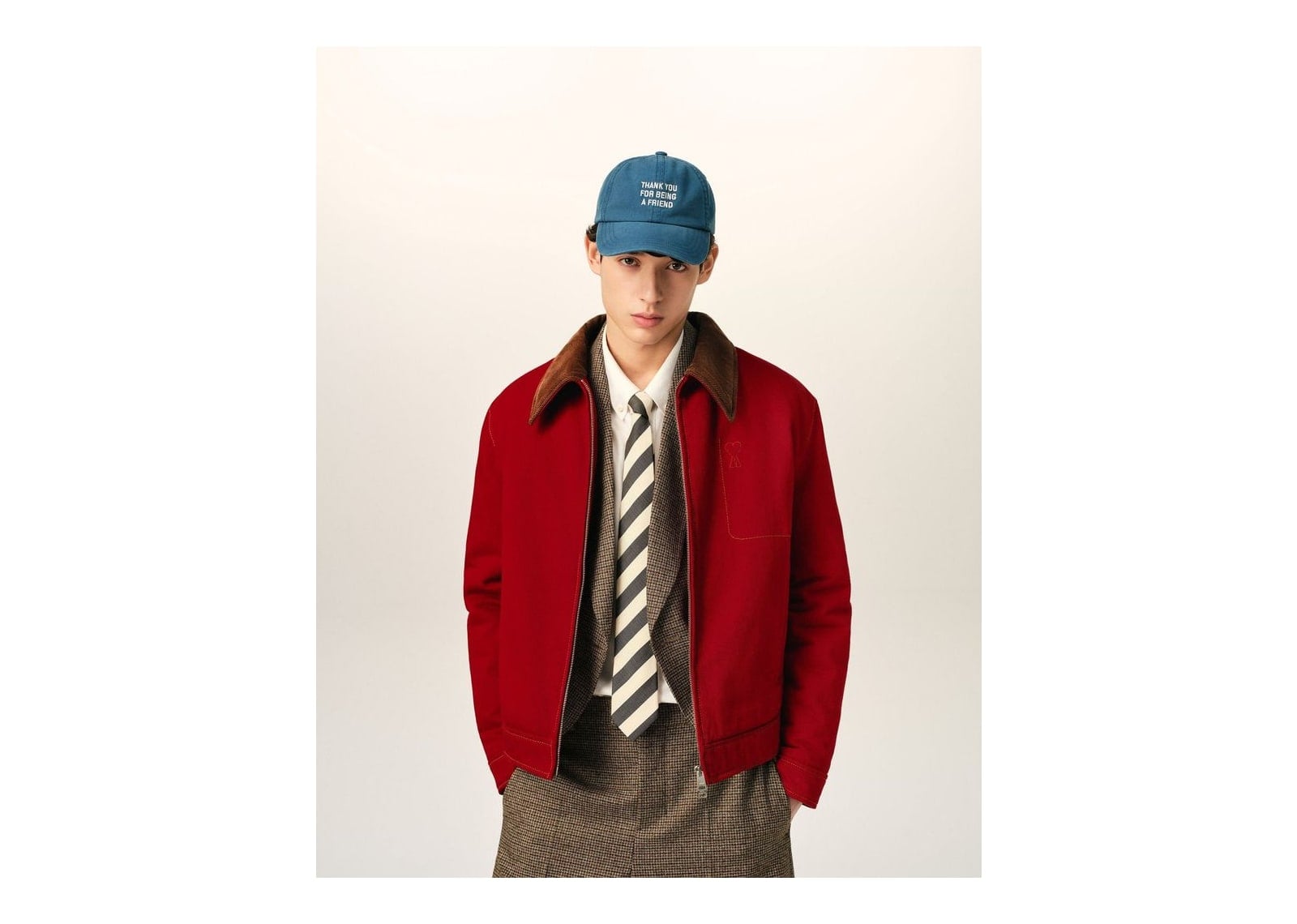 Ami Paris Ami De Coeur Cotton Zipped Jacket Ruby Red - görsel 3