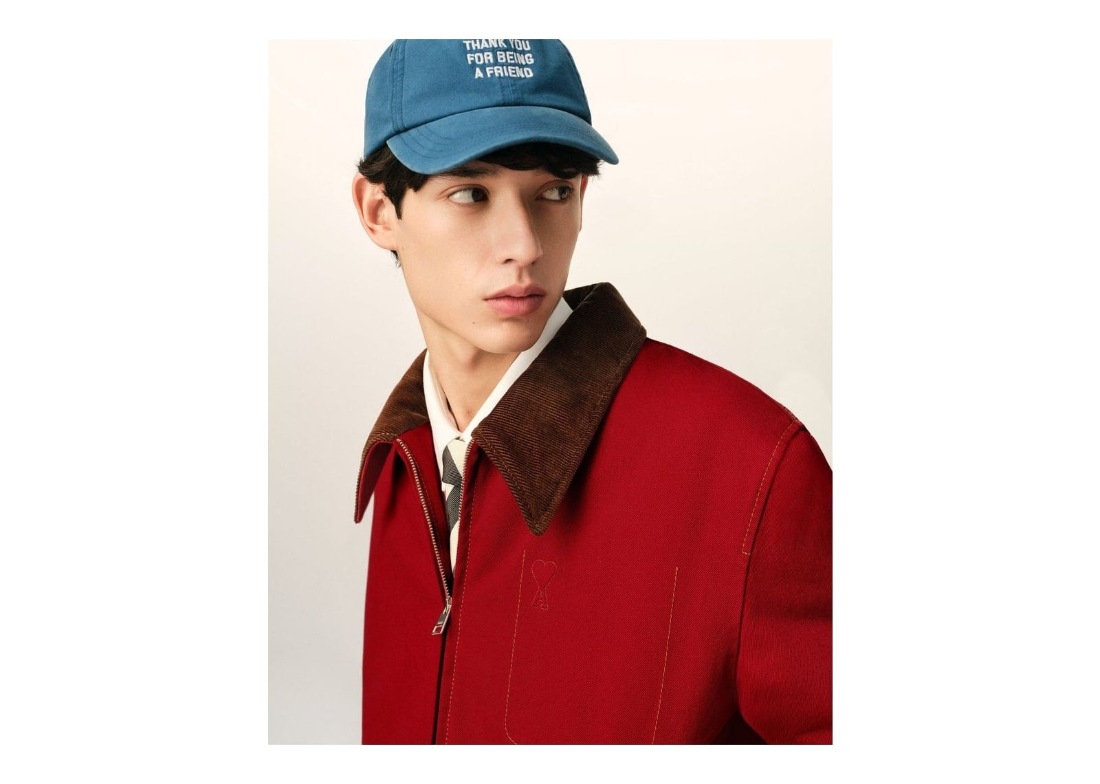Ami Paris Ami De Coeur Cotton Zipped Jacket Ruby Red - görsel 5