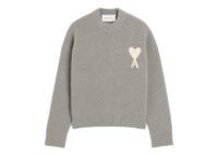Ami Paris Ami De Coeur Crewneck Alpaca Sweater Ash Grey/Ecru