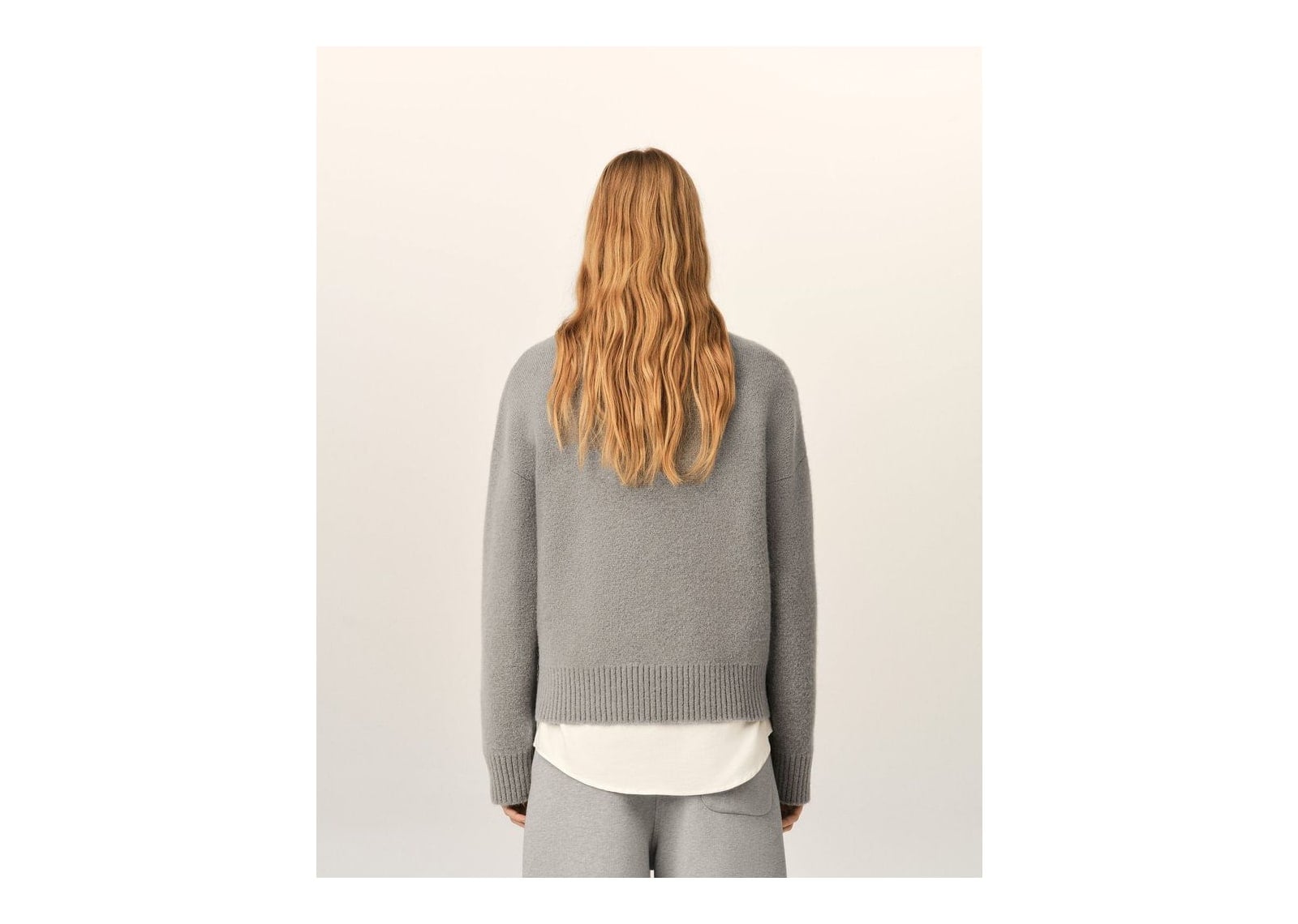 Ami Paris Ami De Coeur Crewneck Alpaca Sweater Ash Grey/Ecru - görsel 11