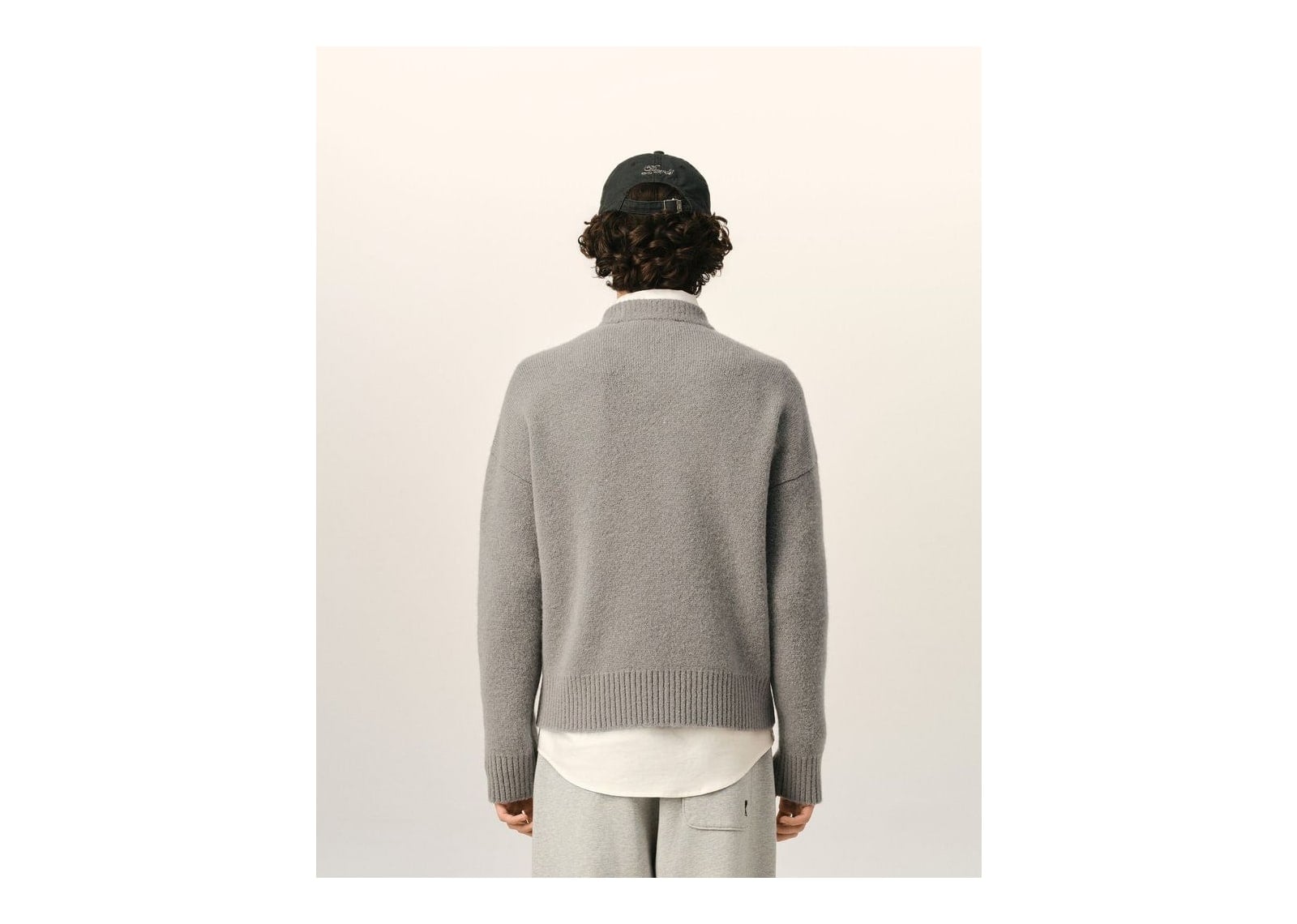 Ami Paris Ami De Coeur Crewneck Alpaca Sweater Ash Grey/Ecru - görsel 5