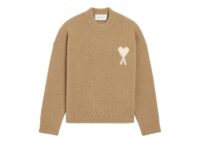 Ami Paris Ami De Coeur Crewneck Alpaca Sweater Mastic Beige/Ecru