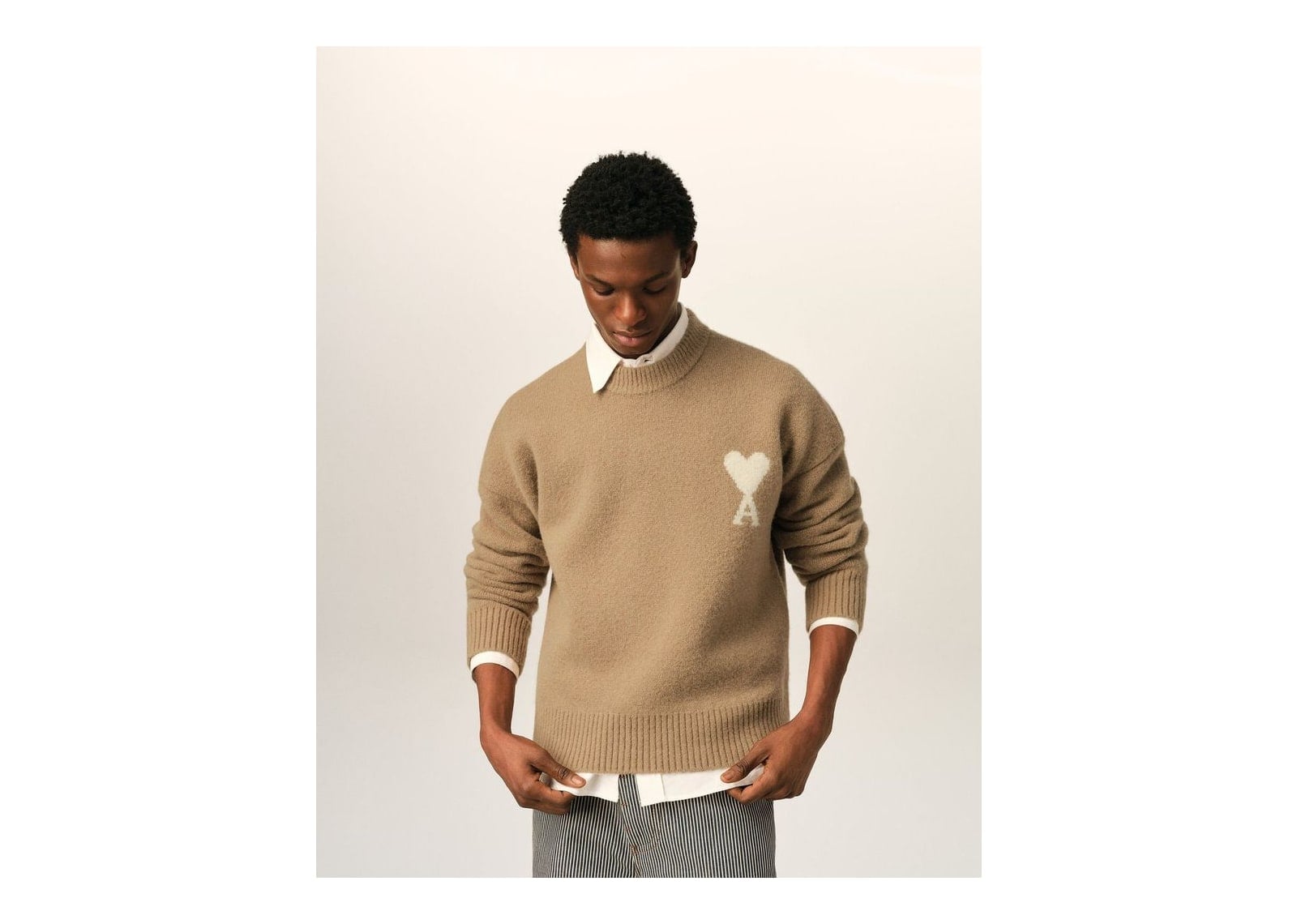 Ami Paris Ami De Coeur Crewneck Alpaca Sweater Mastic Beige/Ecru - görsel 2