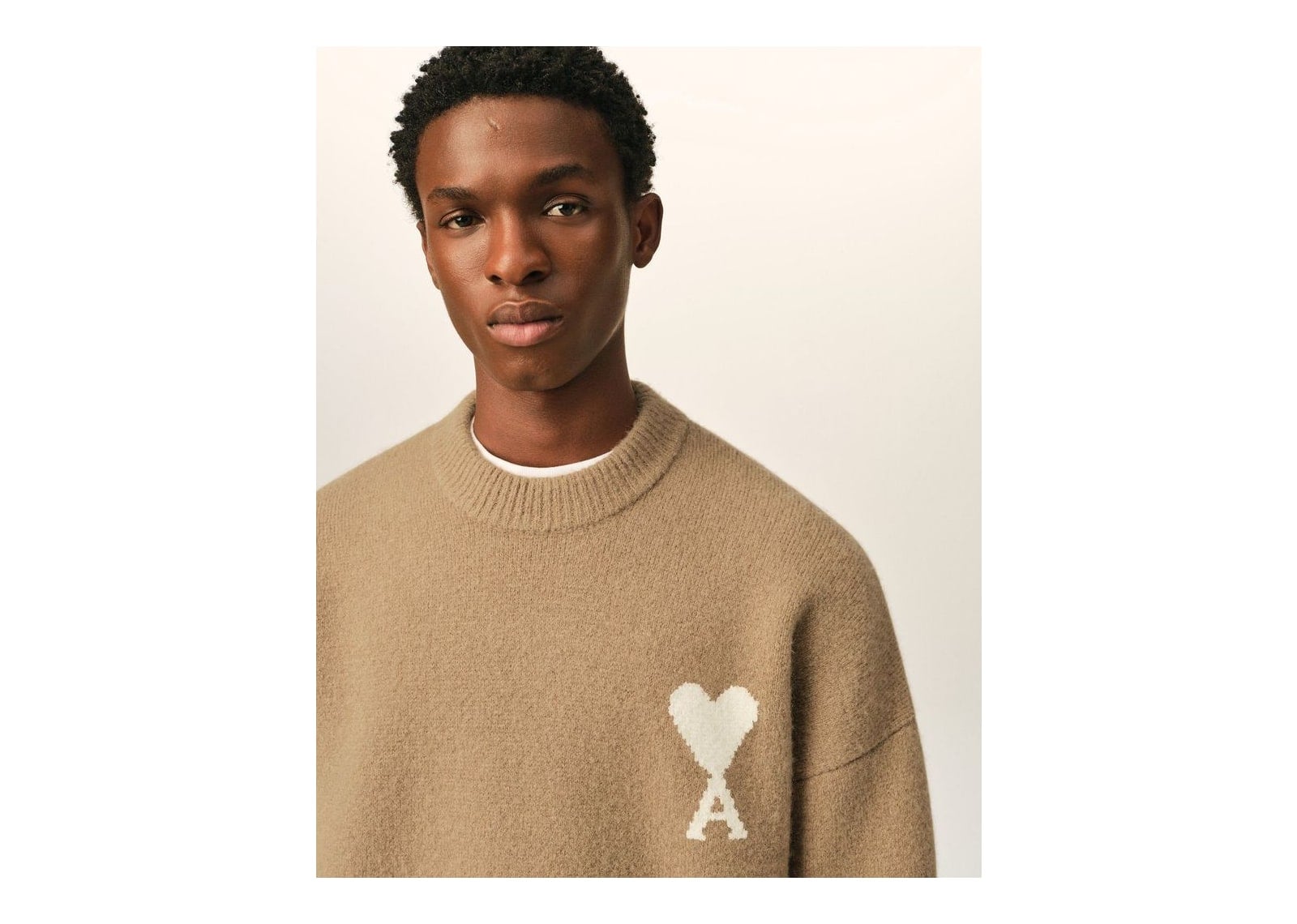 Ami Paris Ami De Coeur Crewneck Alpaca Sweater Mastic Beige/Ecru - görsel 4