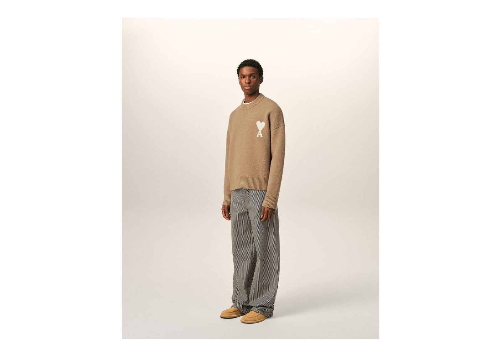 Ami Paris Ami De Coeur Crewneck Alpaca Sweater Mastic Beige/Ecru - görsel 6