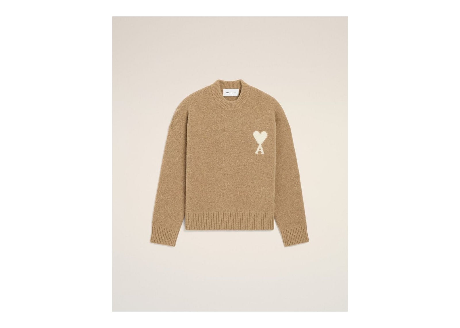 Ami Paris Ami De Coeur Crewneck Alpaca Sweater Mastic Beige/Ecru - görsel 7