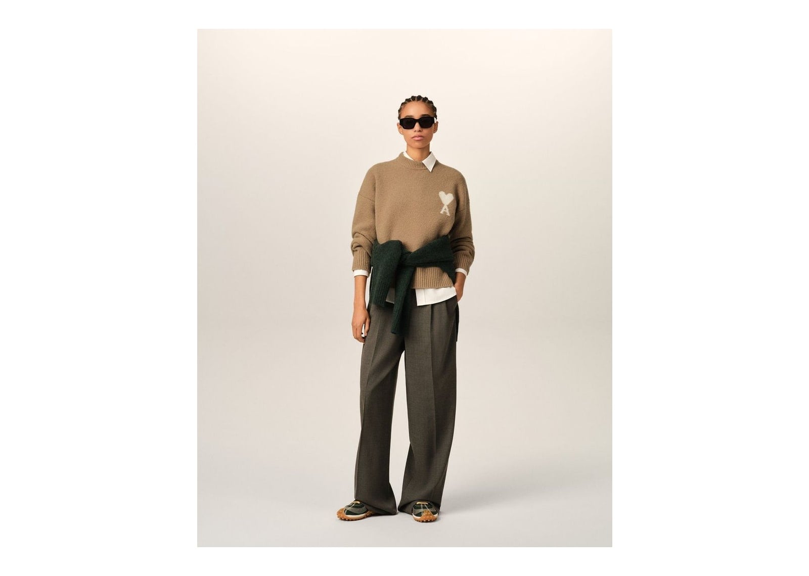 Ami Paris Ami De Coeur Crewneck Alpaca Sweater Mastic Beige/Ecru - görsel 9